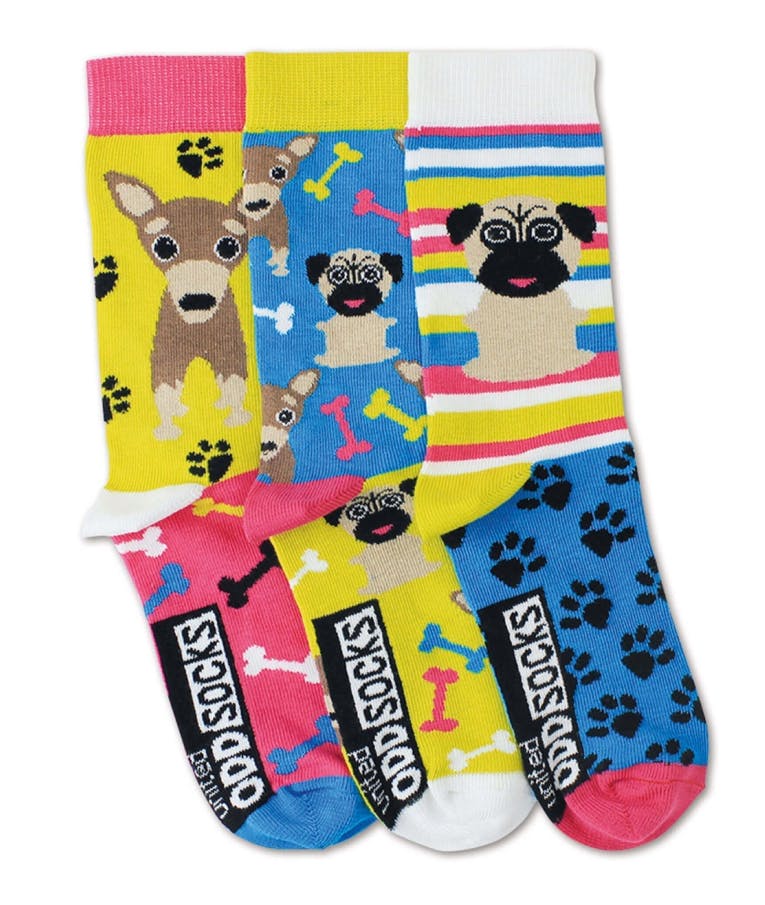  3 Girls Pug Oddsocks - Girls Pug Socks -  Κάλτσες Σετ 3 τεμ EUR 30.5-38.5  PUGS