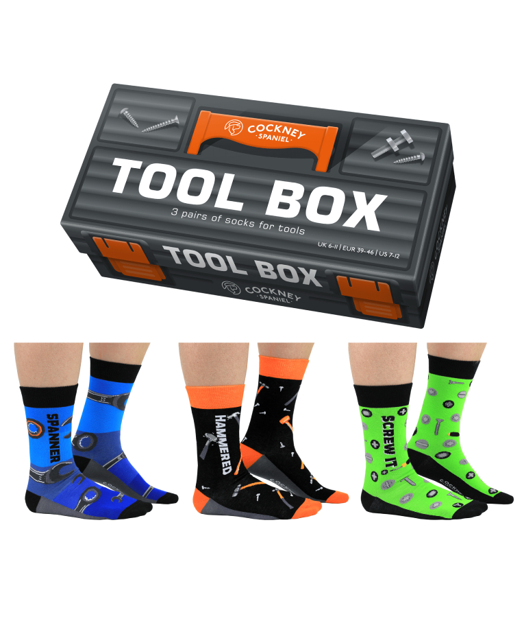  SOCKNEY SPANIEL TOOL BOX - 3 pairs of socks for tools Κάλτσες Σετ 3 ζευγαριών τεμ EUR 39-46