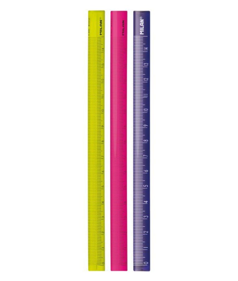 Milan Χάρακας Τριγωνικός 15cm Διάφορα Χρώματα (Φούξια, Κίτρινο, Μπλε)  351260C
